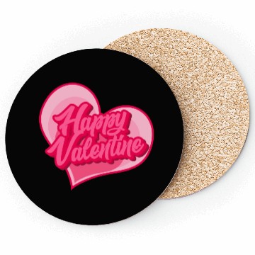 Discover Happy Valentine typography Coasters