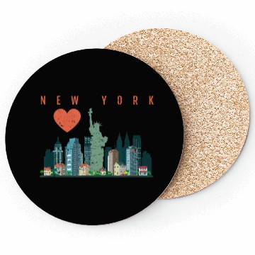 Discover New York City Nyc Skyline Heart Distressed Style Coasters