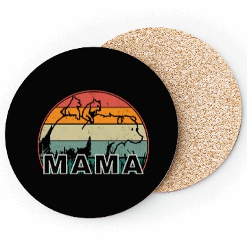 Discover Mama Bear grizzly Retro With Cubs distressed print Coasters