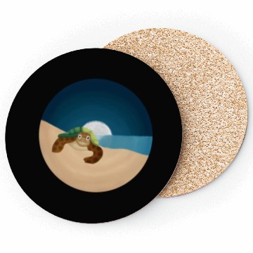 Discover Night Serenity: Sea Turtle by the Moon Coasters