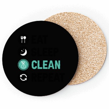 Discover Eat Sleep Clean Repeat aesthetic Coasters