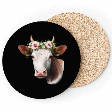 Discover Cow Sunflower Flower Sunshine Wos Coasters