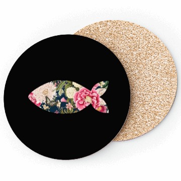 Discover Fish navy floral Coasters