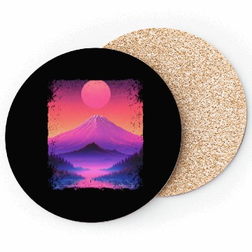 Discover Mount Fuji Aesthetic Japan Sight Vaporwave Volcano Coasters