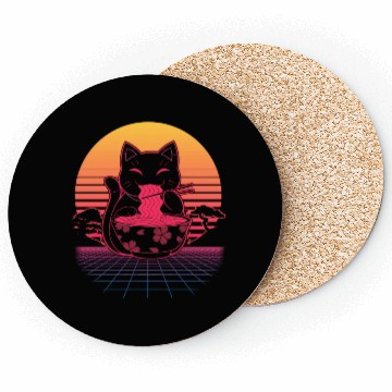 Discover Kawaii Ra Neko Retro Cat Japanese Noodle Anime Coasters
