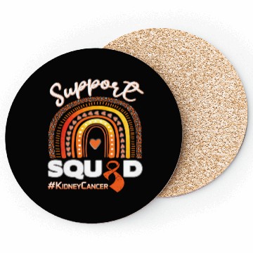 Discover Kidney Cancer Support Squad Dark Blue Ribbon Coasters