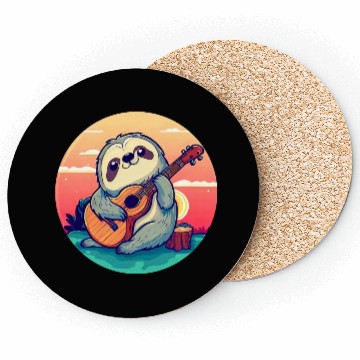 Discover Sloth with Guitar in Sunset Coasters