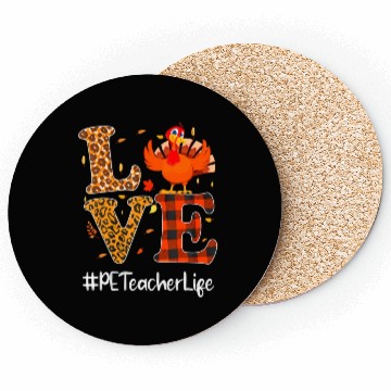 Discover PE Teacher Love Thanksgiving Leopard Turkey Coasters