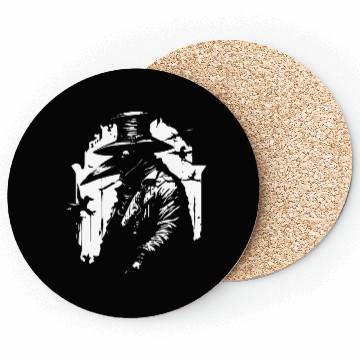 Discover black and white doctor plague horror style Coasters