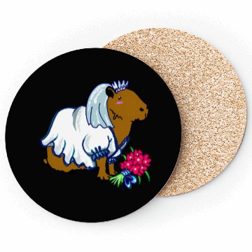 Discover Capybara Bride In A Wedding Dress Illustration Coasters