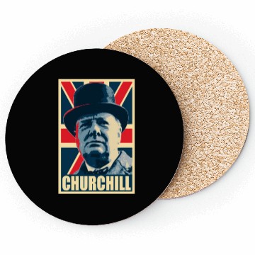 Discover Winston Churhill Union Jack Propaganda Pop Art Coasters