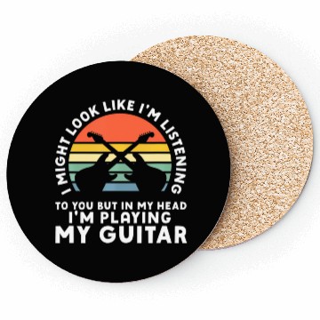 Discover In My Head Im Playing My Guitar Musician Bass Coasters