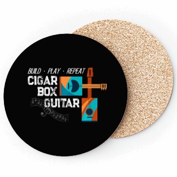 Discover Guitar Player Cigar Box Guitar Guitarist Bassist Coasters