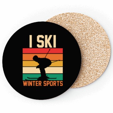 Discover Skiing Lover Silhouette Skier Retro I Ski Coasters