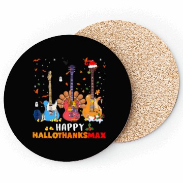 Discover Guitar Happy Hallothanksmas Halloween Coasters