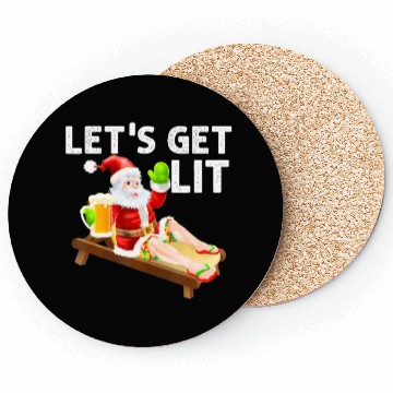 Discover Lets Get Lit Santa Funny Christmas In July Santa Coasters