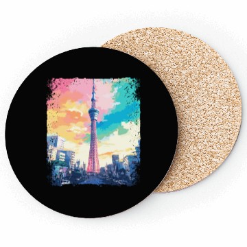 Discover Tokyo Skytree Vaporwave Aesthetic Japanese Sight Coasters