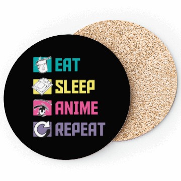 Discover Eat Sleep Anime Repeat funny Coasters