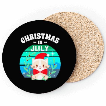 Discover Christmas in July for Women Men Cat Christmas Coasters