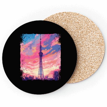 Discover Vaporwave Aesthetic Skytree Tokyo Japanese Sight Coasters