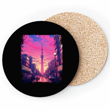 Discover Skytree Tokyo Vaporwave Aesthetic Japanese Sight Coasters