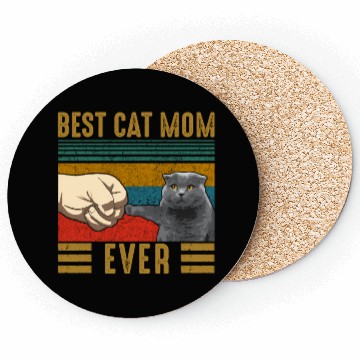Discover Vintage Best Cat Mom Ever Mothers Day Scottish Fol Coasters