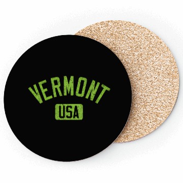 Discover Vermont Usa Arched Text Distressed Lime Green Prin Coasters