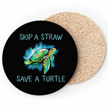 Discover Skip A Straw Save A Turtle Tortoise Coasters