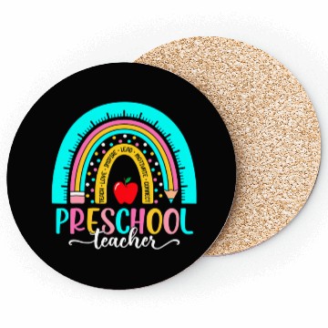Discover Back To School Preschool Teacher Leopard Rainbow Coasters