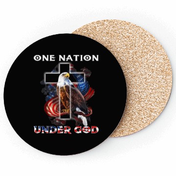 Discover One Nation Under God Jesus Usa Cross Bald Eagle Coasters
