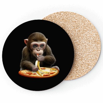 Discover Monkey enjoying banana pizza Coasters