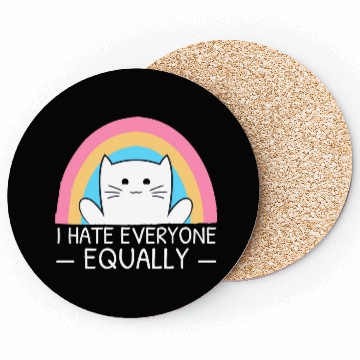 Discover I Hate Everyone Equally Funny Cat Lover Rainbow Coasters