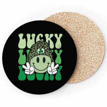 Discover St Patric Day Lucky Shamrock Smile Face Coasters