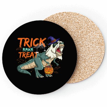 Discover Trick Or Treat Saurus With Pumpkin Halloween Coasters