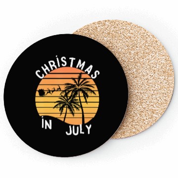 Discover Christmas In July Santa Sledge Sunset Palm Summer Coasters