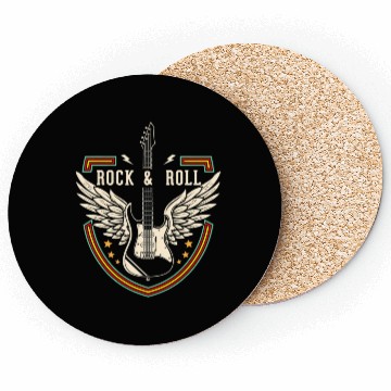 Discover Rock and Roll Music Lover Guitar Wings Coasters