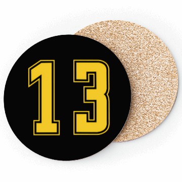 Discover Yellow Number 13 Team Junior Sports Numbered Coasters