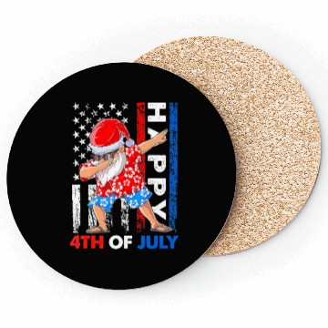 Discover Summer Santa Dabbing Happy Christmas In July 4th Coasters