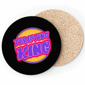 Discover Thrifting King purple yellow Coasters