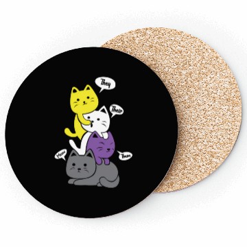 Discover Nonbinary They Their Them Meow Non-Binary Flag Coasters