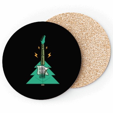Discover Electric Green Guitar On Christmas Tree Coasters