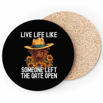 Discover Cory Heifer Highland Cow With Sunflowers Farm Coasters