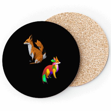 Discover Tangram Fox Stickers Coasters