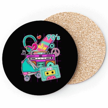 Discover 80'S 90'S Party Elements - Pop - Music Cassette Coasters