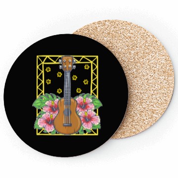 Discover Ukulele Guitar Flowers Nature Hawaii Vibes Uke Coasters