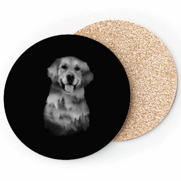 Discover Dog Illustration Golden Retriever Dog Owner Dog Coasters