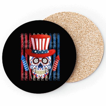 Discover Independence Day Firecracker Skull USA Party Coasters