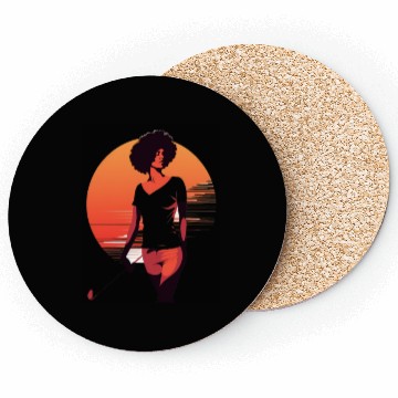 Discover Golfer Girl Afro Woman Golf Player African Coasters