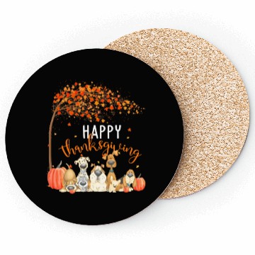 Discover Cute Dogs Autumn Leaves Pumpkin Happy Coasters