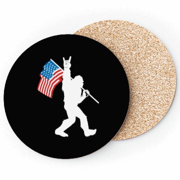 Discover Bigfoot Rock And Roll Usa Flag For Sasquatch Belie Coasters